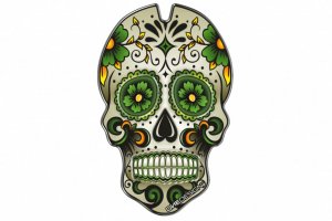 Tank pad PUIG 3673V SKULL zelena