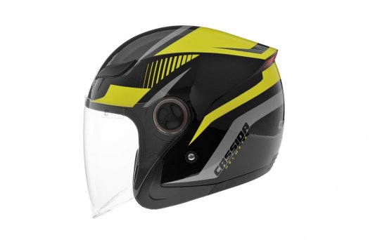 Jet čelada CASSIDA REFLEX black/ yellow fluo/ grey L