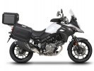 Komplet aluminijastih kovčkov z nosilci in ploščo SHAD TERRA BLACK, 48L zadnji kovček  in 47L stranski kovčki SHAD SUZUKI DL 650 V-Strom