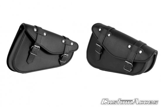 Leather saddlebag CUSTOMACCES DETROIT črna par za HYOSUNG GV 250 Aquila (2001-2016)