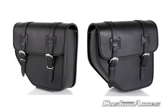 Leather saddlebag CUSTOMACCES IBIZA črna par za HYOSUNG GV 250 Aquila (2001-2016)