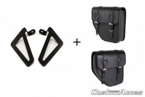 Leather saddlebag CUSTOMACCES IBIZA črna pair, with universal support