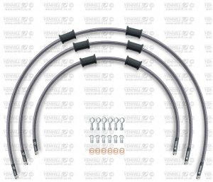 STANDARD Front brake hose kit Venhill POWERHOSEPLUS (3 cevi v kompletu) Clear hoses, chromed fittings