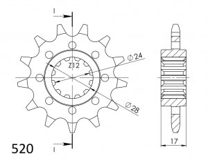 Sprednji verižnik SUPERSPROX CST-1295:13 13T, 520