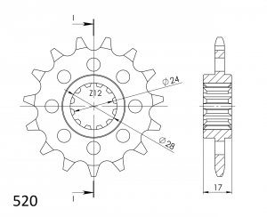 Sprednji verižnik SUPERSPROX CST-1295:16 16T, 520