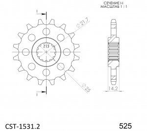 Sprednji verižnik SUPERSPROX CST-1531:16 16T, 525