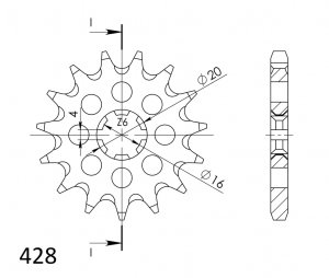 Sprednji verižnik SUPERSPROX 13T, 428