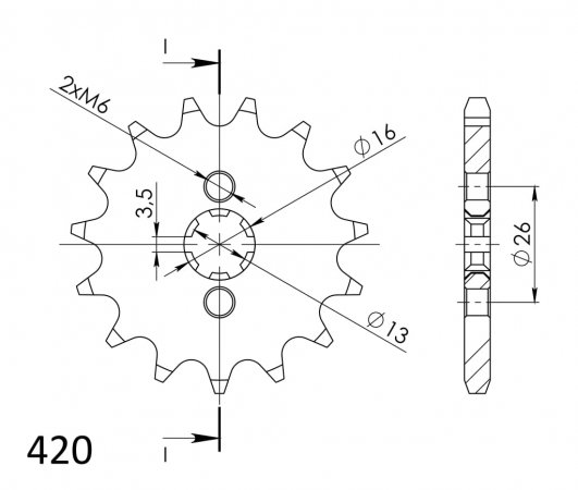 Sprednji verižnik SUPERSPROX CST-563:13 13T, 420