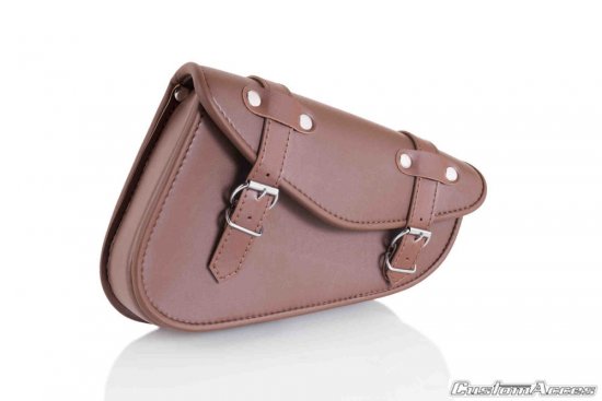 Leather saddlebag CUSTOMACCES DETROIT brown levi za HYOSUNG GV 250 Aquila (2001-2016)