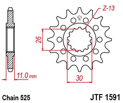 Sprednji verižnik JT JTF 1591-15 15T, 525