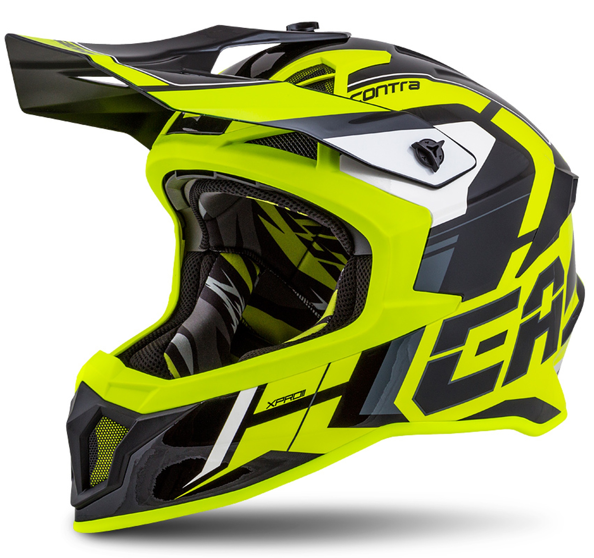 Motocross Helmet CASSIDA Cross Pro II Contra fluo yellow/ black/ grey/ white 2XL