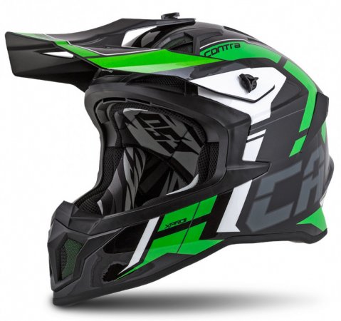 Motocross Helmet CASSIDA Cross Pro II Contra green/ black/ grey/ white XS za DUCATI 748 S